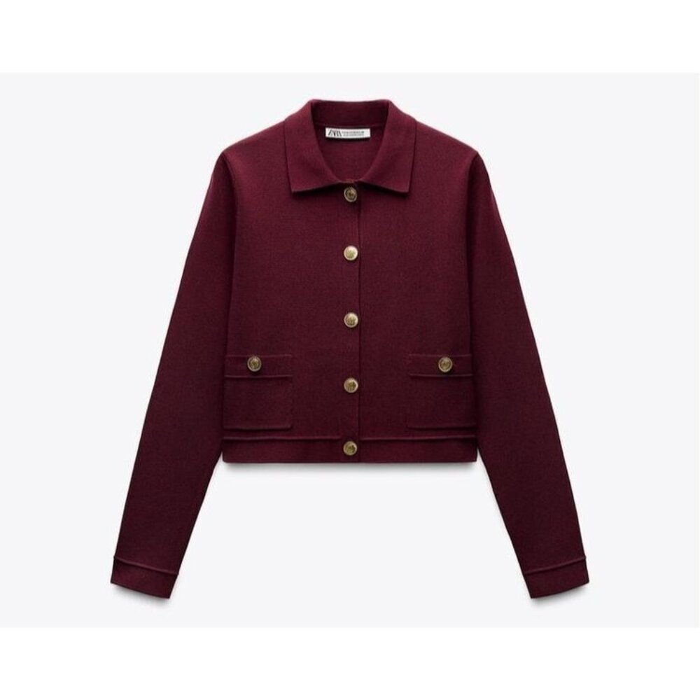 Zara Burgundy Cardigan Sweater